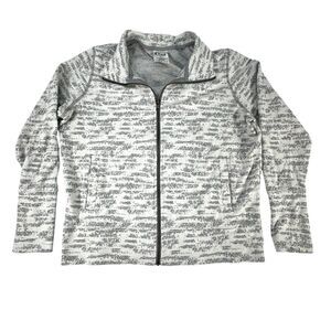 Zyia Active Jacket Medium Women Cream Gray Geometric Full Zip Long Sleeve